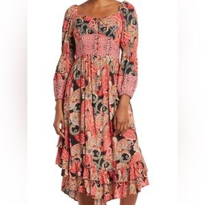 *Angie* 90s vintage style Midi peasant renaissance boho dress